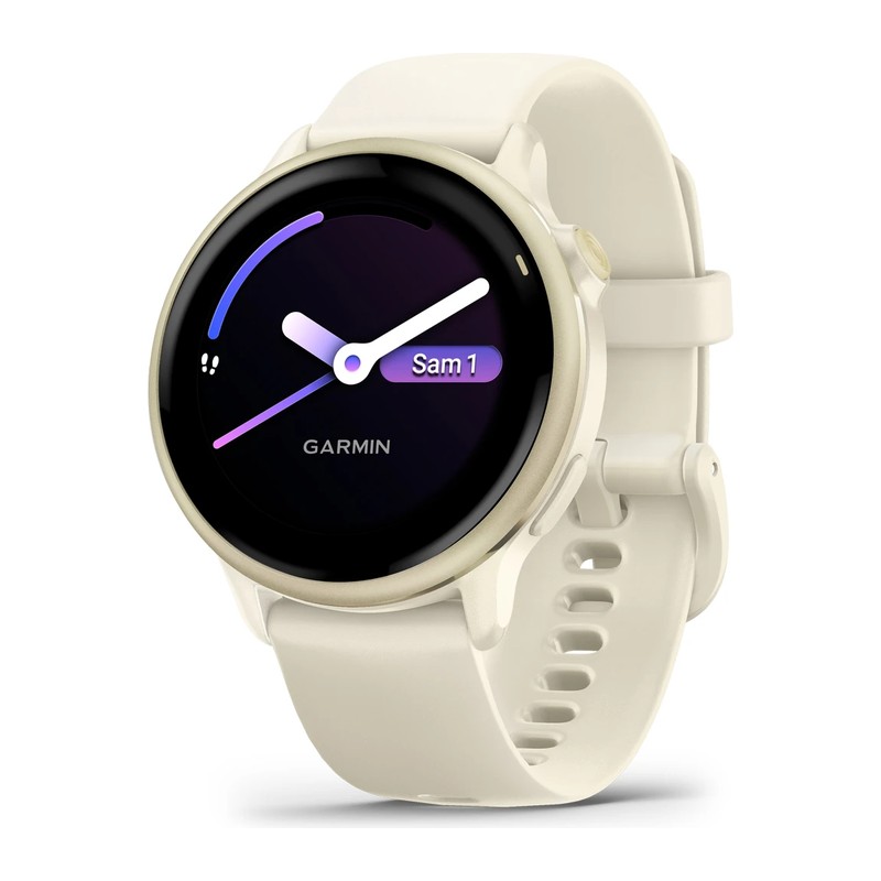 Montre connectée Garmin vívoactive 6, Lunar Gold, bracelet ivoire
