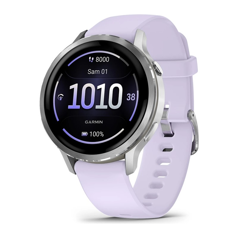 Montre connectée Garmin Venu 4 – 41 mm, Silver, bracelet silicone pervenche