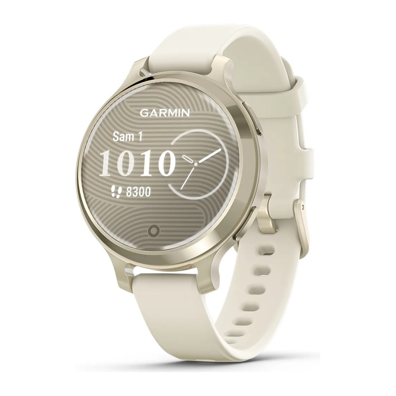Montre connectée Garmin Lily 2 Active, Lunar Gold, bracelet silicone blanc