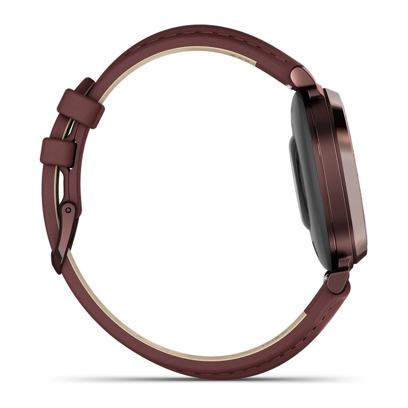 Montre connectée Garmin Lily 2 Classic, Dark Bronze, bracelet cuir acajou