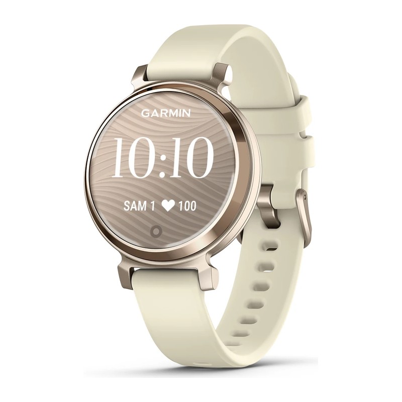 Montre connectée Garmin Lily 2, Cream Gold, bracelet silicone blanc coco
