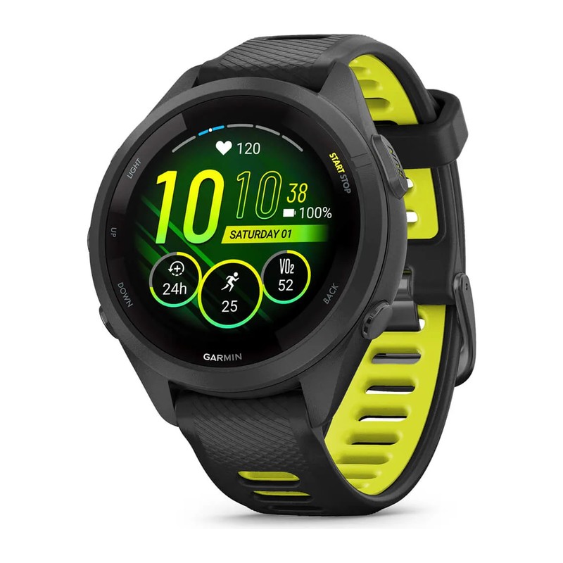 Montre GPS Garmin Forerunner 265S, Noire, bracelet silicone noir/jaune