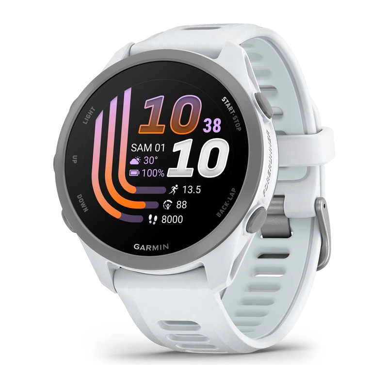 Montre GPS Garmin Forerunner 170, Blanc, bracelet blanc/bleu ciel