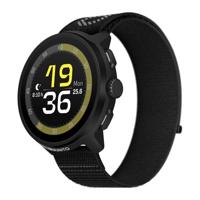 Montre GPS Suunto Run – Bracelet textile, Noir intégral