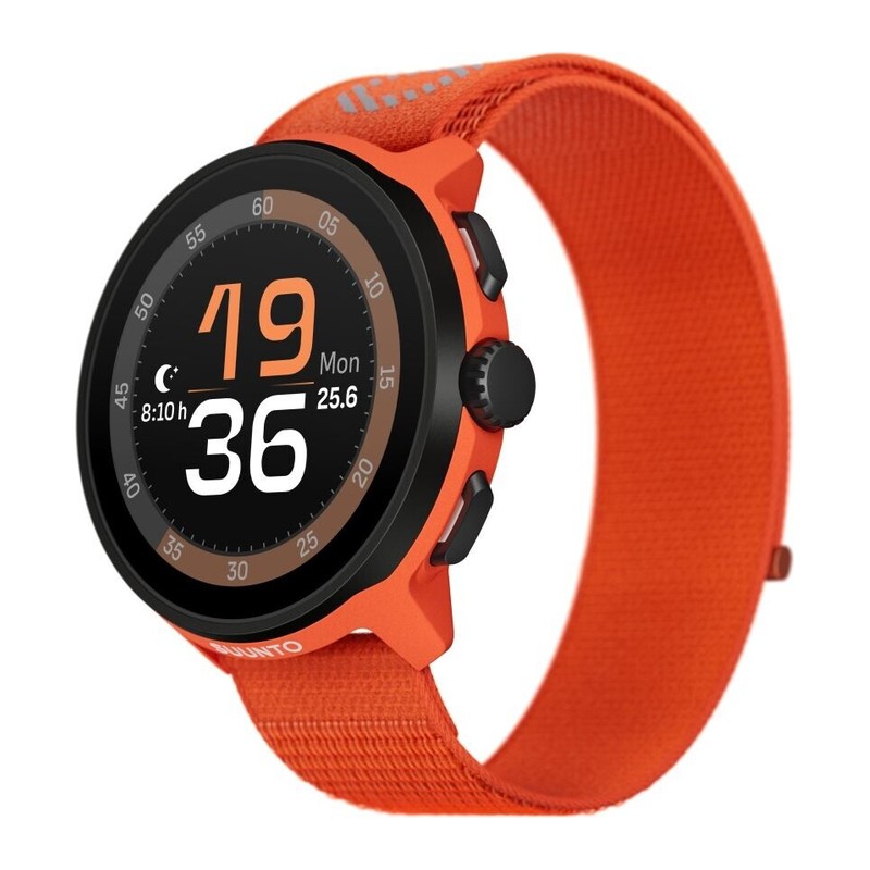 Montre GPS Suunto Run – Bracelet textile, Orange corail