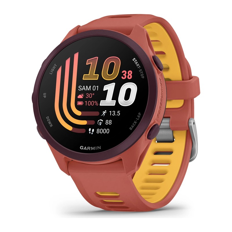 Montre GPS Garmin Forerunner 170 Music, Rouge rose, bracelet rouge rose/orange