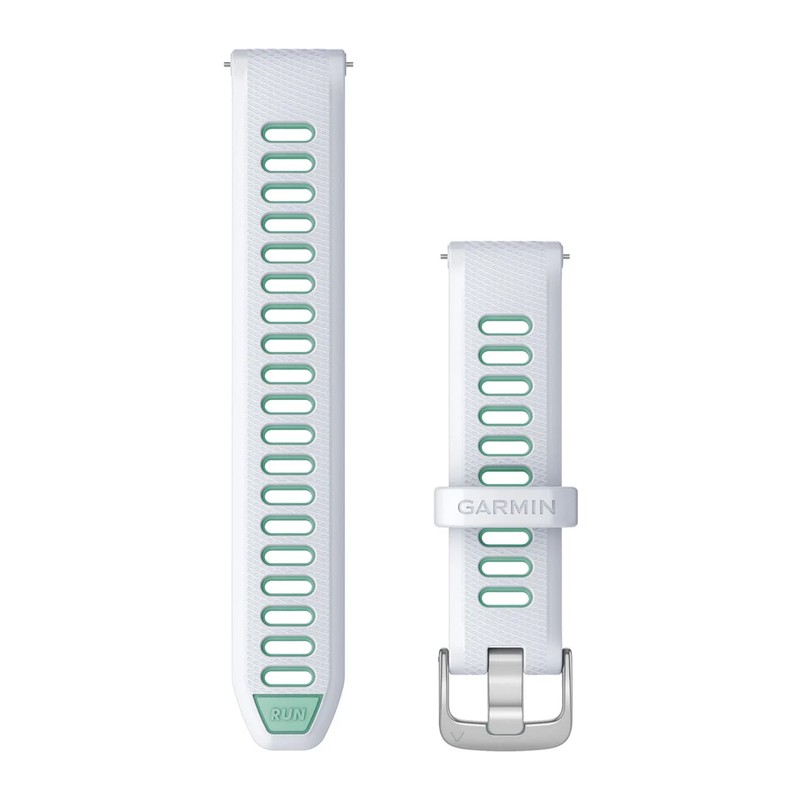 Bracelet de montre Garmin Quick Release 18 mm – silicone blanc et vert d'eau