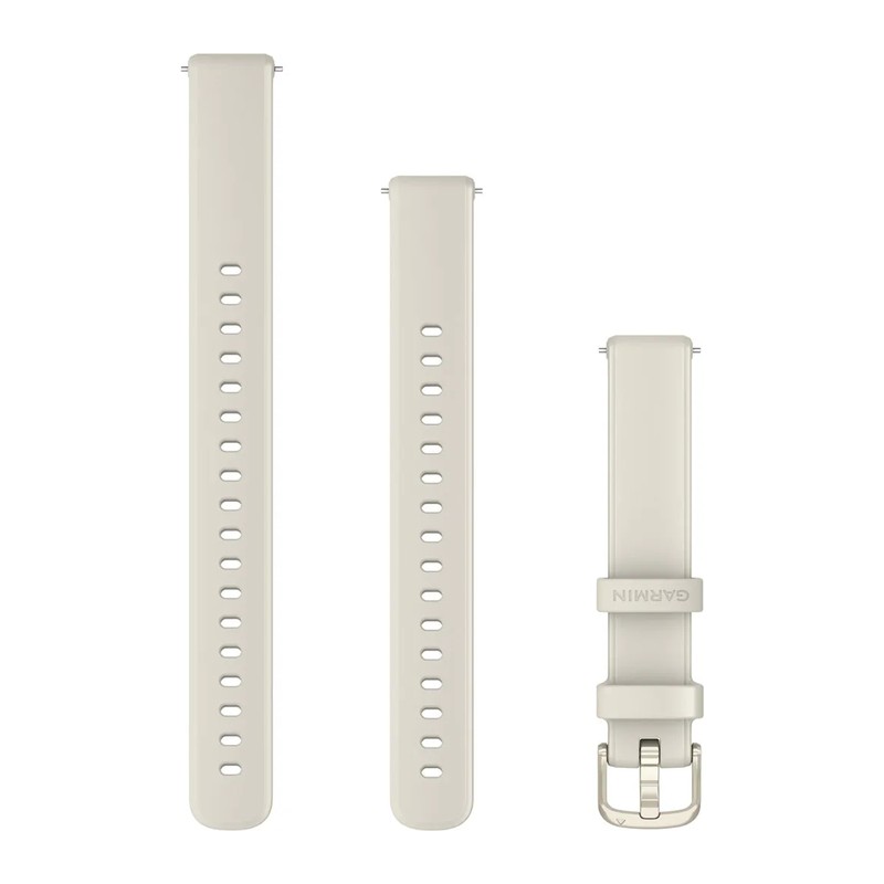 Bracelet Garmin 14 mm pour Lily 2 – silicone blanc, boucle Lunar Gold