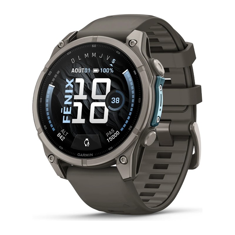 Montre GPS Garmin fēnix 9 – 47 mm, Titanium, bracelet silicone gris galet/gris cendré