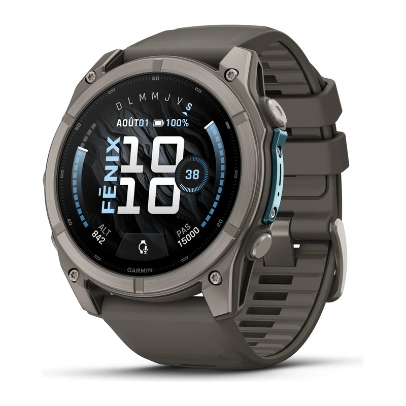 Montre GPS Garmin fēnix 9 – 51 mm, Titanium, bracelet silicone gris galet/gris cendré