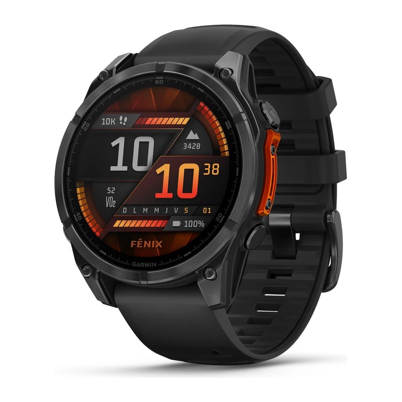 Montre GPS Garmin fēnix 8 – 47 mm, AMOLED, Acier Gray, bracelet silicone noir