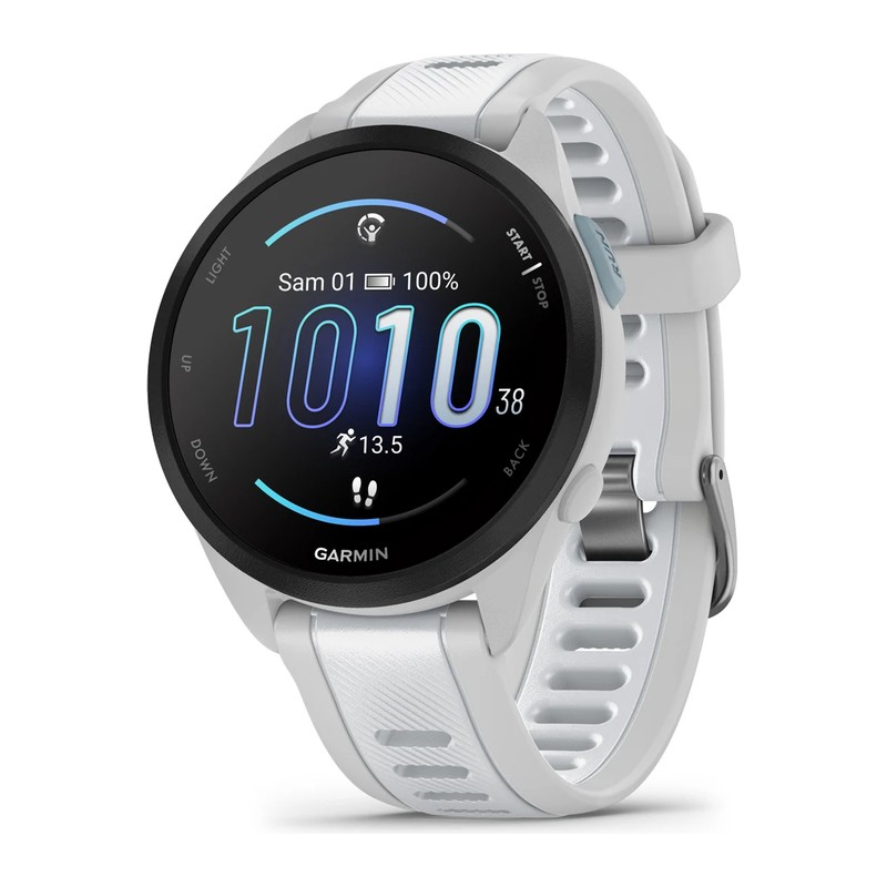 Montre GPS Garmin Forerunner 165 Music, Blanc/Gris clair