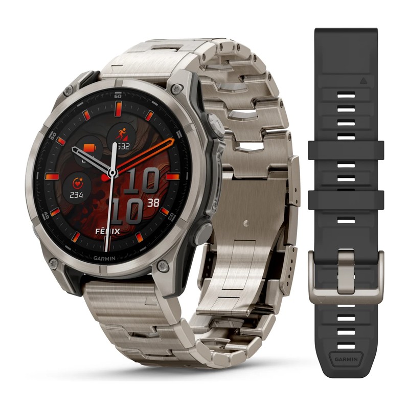 Montre GPS Garmin fēnix 8 – 47 mm, AMOLED, Sapphire, Titanium, bracelet Titane épuré