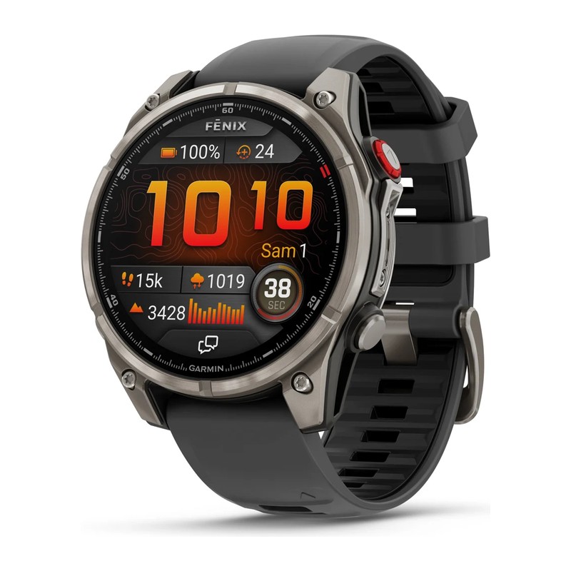 Montre GPS Garmin fēnix 8 Pro – 47 mm, AMOLED, Sapphire, Titanium, bracelet silicone graphite/noir
