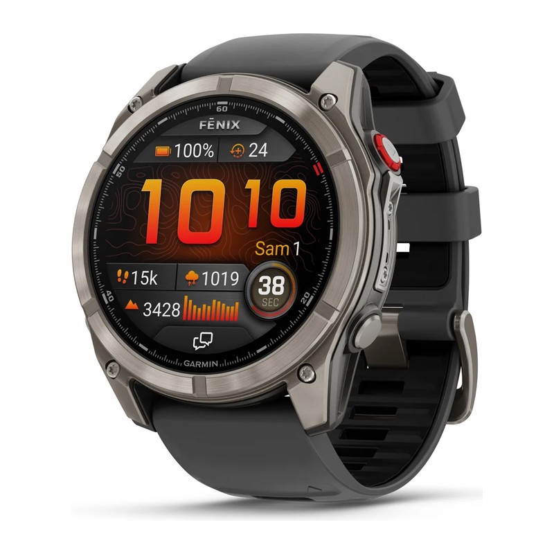 Montre GPS Garmin fēnix 8 Pro – 51 mm, AMOLED, Sapphire, Titanium, bracelet silicone graphite/noir
