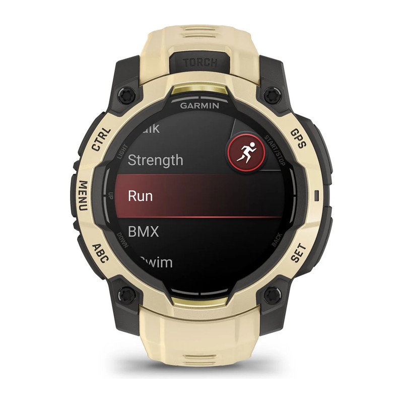 Montre GPS Garmin Instinct 3 – 45 mm, AMOLED, Sable, bracelet sable