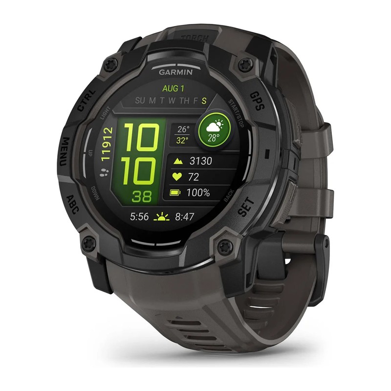 Montre GPS Garmin Instinct 3 – 50 mm, AMOLED, Noire, bracelet gris charbon