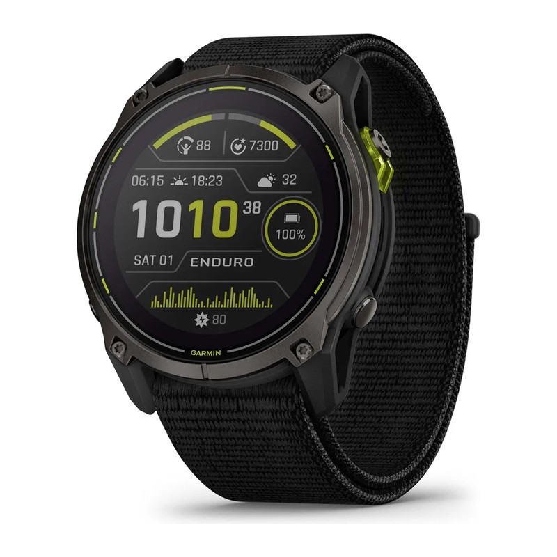 Montre GPS Garmin Enduro 3, Titane Carbon Gray DLC, bracelet UltraFit en nylon noir
