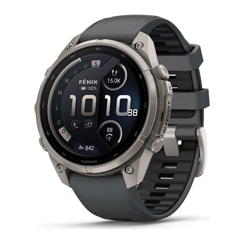 Montre GPS Garmin fēnix 9 Pro – inReach, 47 mm, Titanium, bracelet silicone graphite/noir