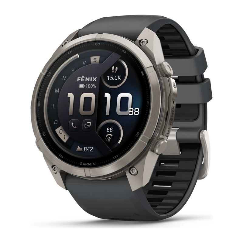 Montre GPS Garmin fēnix 9 Pro – inReach, 51 mm, Titanium, bracelet silicone graphite/noir